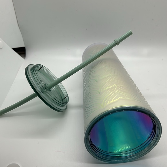 Starbucks Spring 2021 Frosted Siren Tail Iridescent Cold Tumbler 24oz Mermaid - Picture 4 of 5